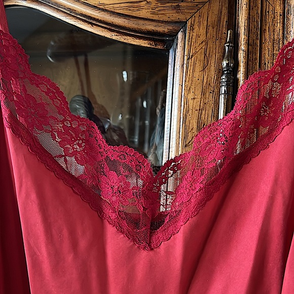 💃🏻💃🏻RED on RED Sexy BurnoutVelvet&Silk biasMaxiDress.SeperateRedSilkSlip.S:6 - Picture 12 of 14